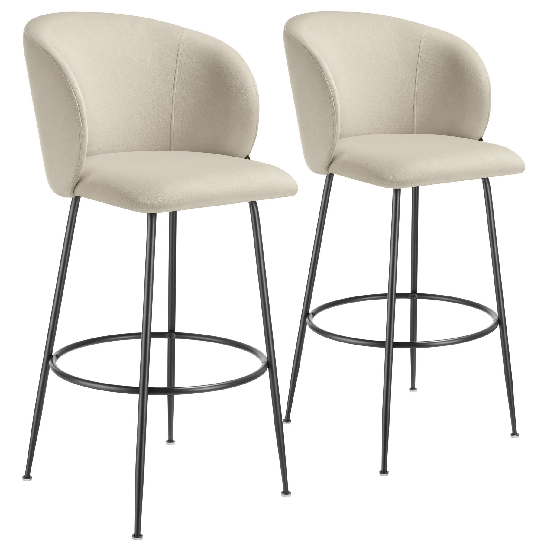 Barkruk Luana, met rugleuning, fluweellook