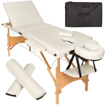 3 zones massagetafel-set Daniel met 3cm matras, rolkussens en houten frame