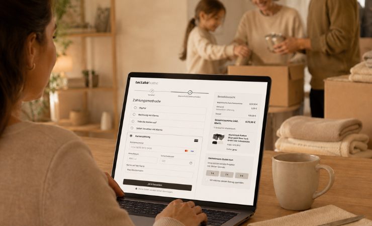 Kundin spendet im tectake Checkout &uuml;ber Adyen Giving