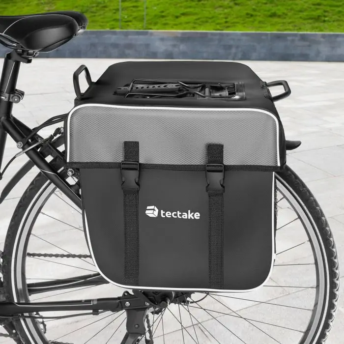 WHAMVOX Frametas Fietstas – Dubbele Zadeltassen Met Reflecterende Strips, Eenvoudig Te Installeren, PVC Binnenkant, Verstelbare Haken Passen Op De Meeste Fietsendragers 4 miniatura