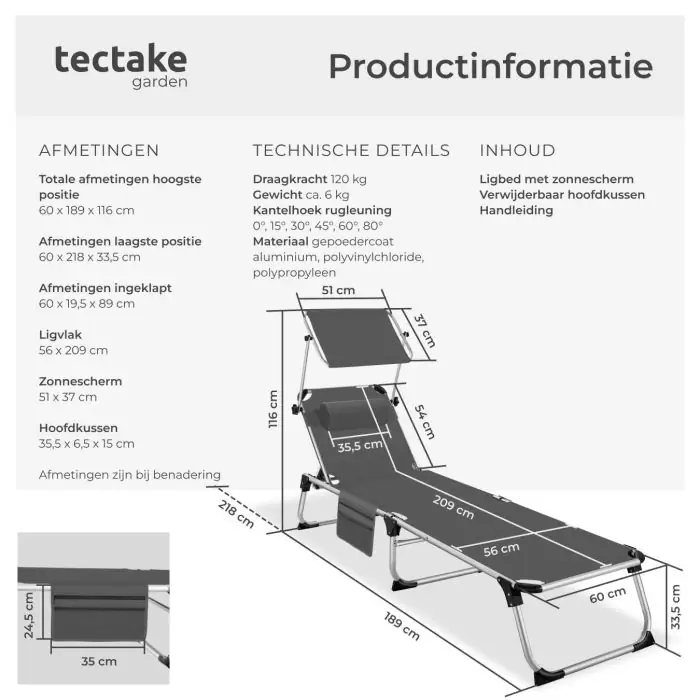 Aluminium ligstoel Aurelie online shoppen | tectake