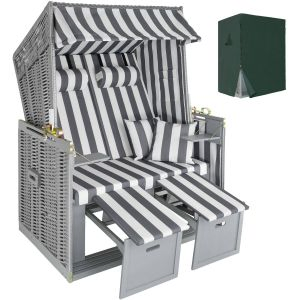 Strandstoel met kussens, verstelbaar, incl. beschermhoes