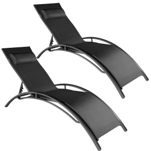 2 aluminium ligstoelen, 5-traps