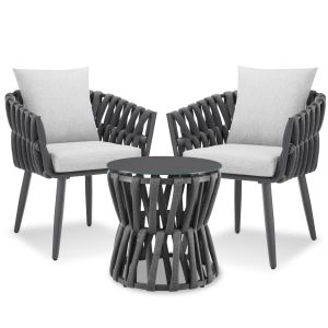 Set Lugano in rope-design, aluminium frame, schroefpoten