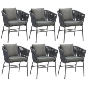 Stoelset Valeiras in rope-design, dikke kussens, 60x61x77cm
